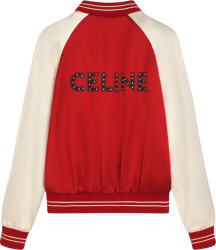 Celine Red White Studded Teddy Jacket