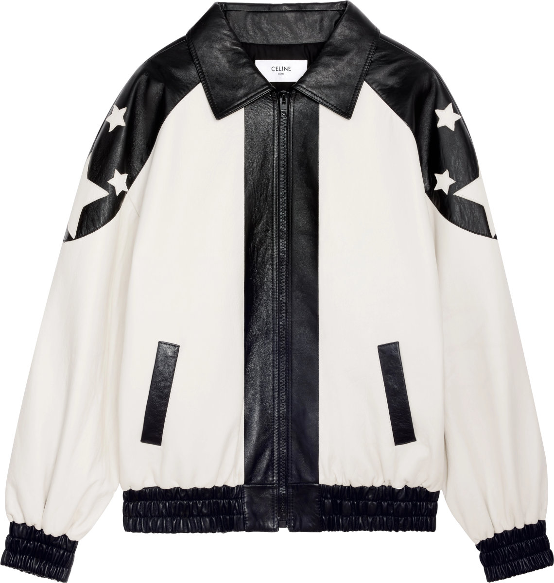 Celine White Stars Leather Jacket | INC STYLE