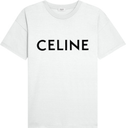 Celine White And Black Logo Print T Shirt.jpg