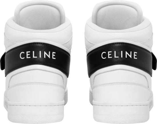 Celine White And Black Strap High Top Sneakers