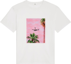 Celine White And Pink Ave 57 Sky Print T Shirt