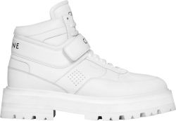 Celine White High Top Logo Strap Lugged Sole Sneaker Boots 346633338c 01op