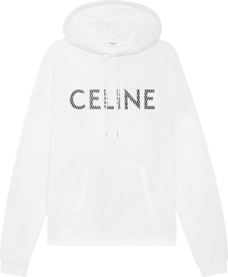 Celine White & Black-Logo Mesh Hoodie | INC STYLE