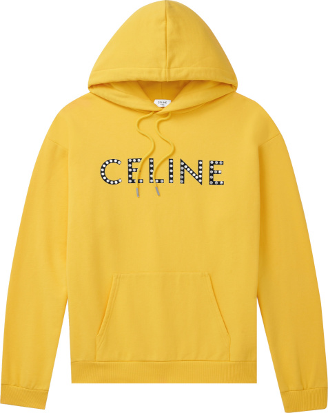 Celine Yellow Studded Logo Hoodie