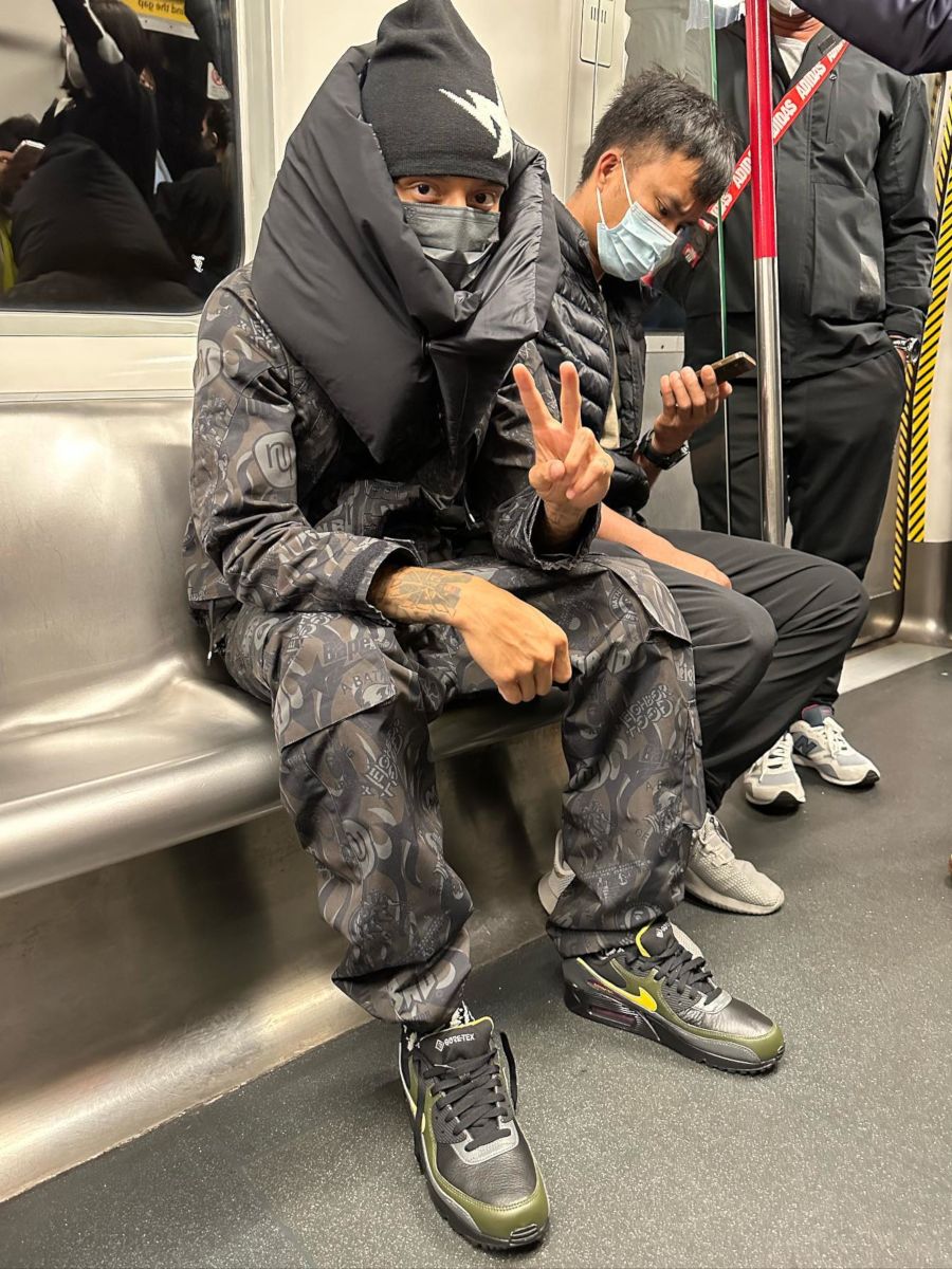 Central Cee Wearing a BAPE x Neighborhood & Nike Air Max Outfit