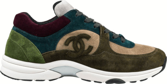 Chanel Green, Beige, & Burgundy Suede Sneakers | Incorporated Style