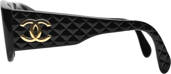 Chanel Black And Gold Cc Quilted Sunglasses