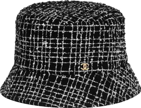 Chanel Black And White Tweed Bucket Hat