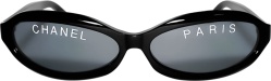 Chanel Black Oval Logo Print Sunglasses
