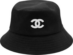 Chanel Black Pearls Cc Logo Bucket Hat