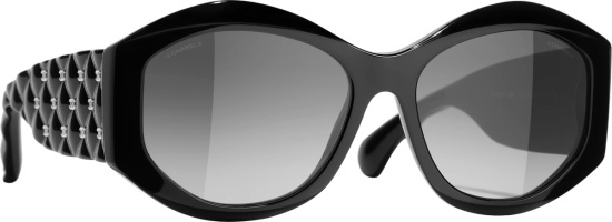 Chanel Black Quilted Temple Oversized Sunglasses