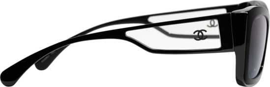 Chanel Black Rectangle Cat Eye Sunglasses