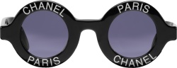 Chanel Black Round Logo Print Sunglasses