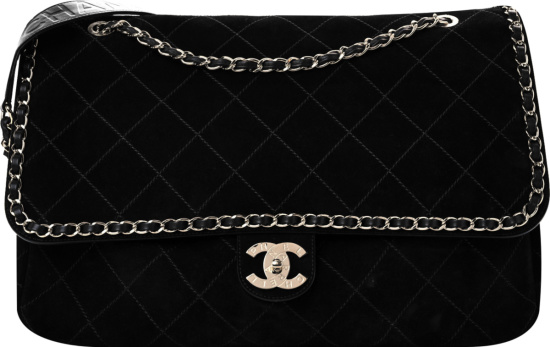 Chanel x Pharrell Black Suede Large Flap Bag