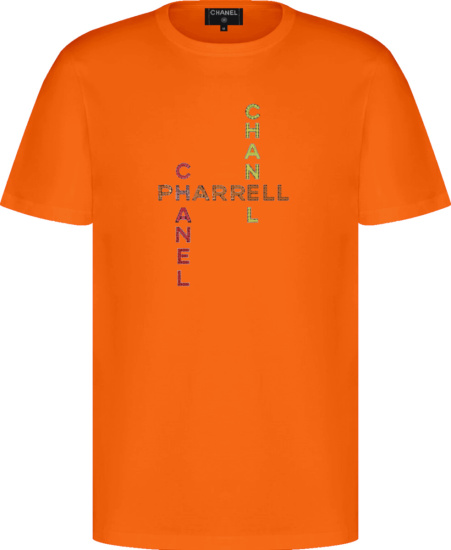 Chanel X Pharrell Orange Logo Embellished T Shirt
