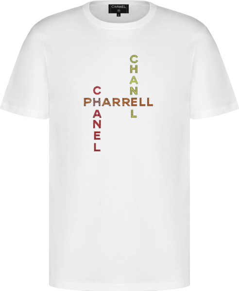 Chanel X Pharrell White Crystal Embellished T Shirt