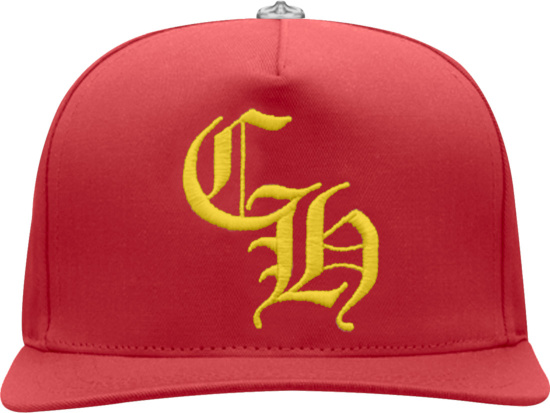 Chorme Hearts Red And Yellow Ch Logo Hat