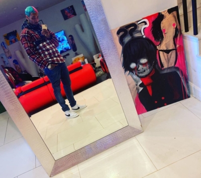 Chris Brown Snaps Pic In Dsquared2 Check Shirt And Nike Vintage 77 Blazer Mid