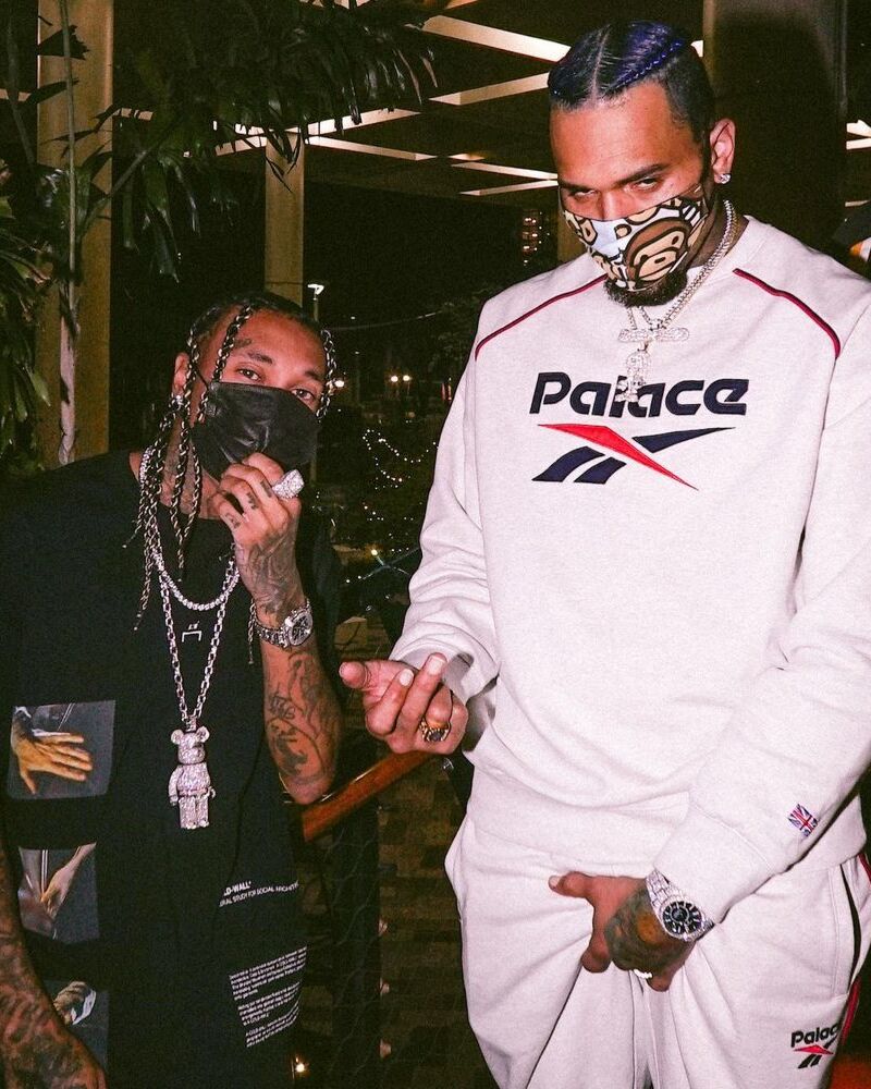 Chris Brown Wearing a Palace x Reebok Outfit