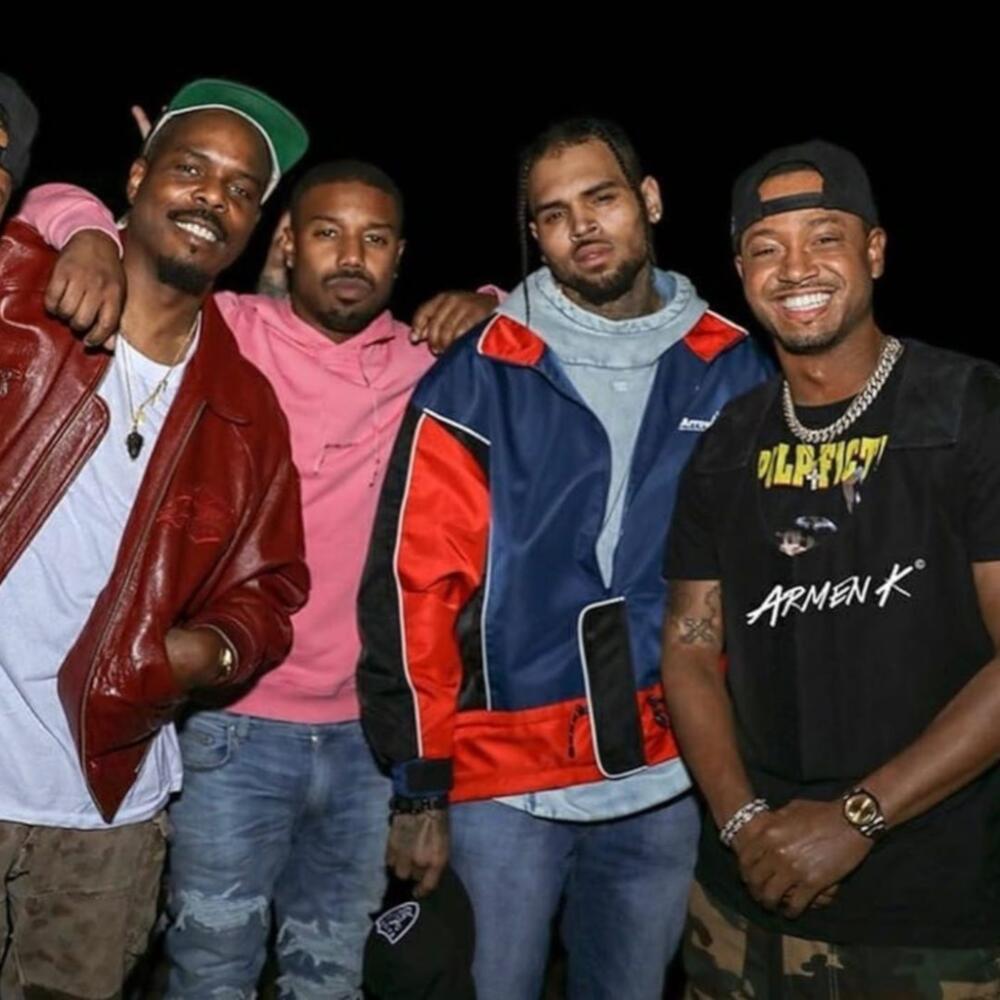 Chris Brown With Michael B Jordan Wearing an Ader Error Jacket
