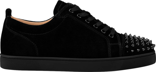 Christian Louboutin Black Velour 'Louis Jr Sneakers | Incorporated Style