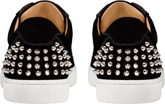 Christian Louboutin Black Suede Studded Low Top Sneakers