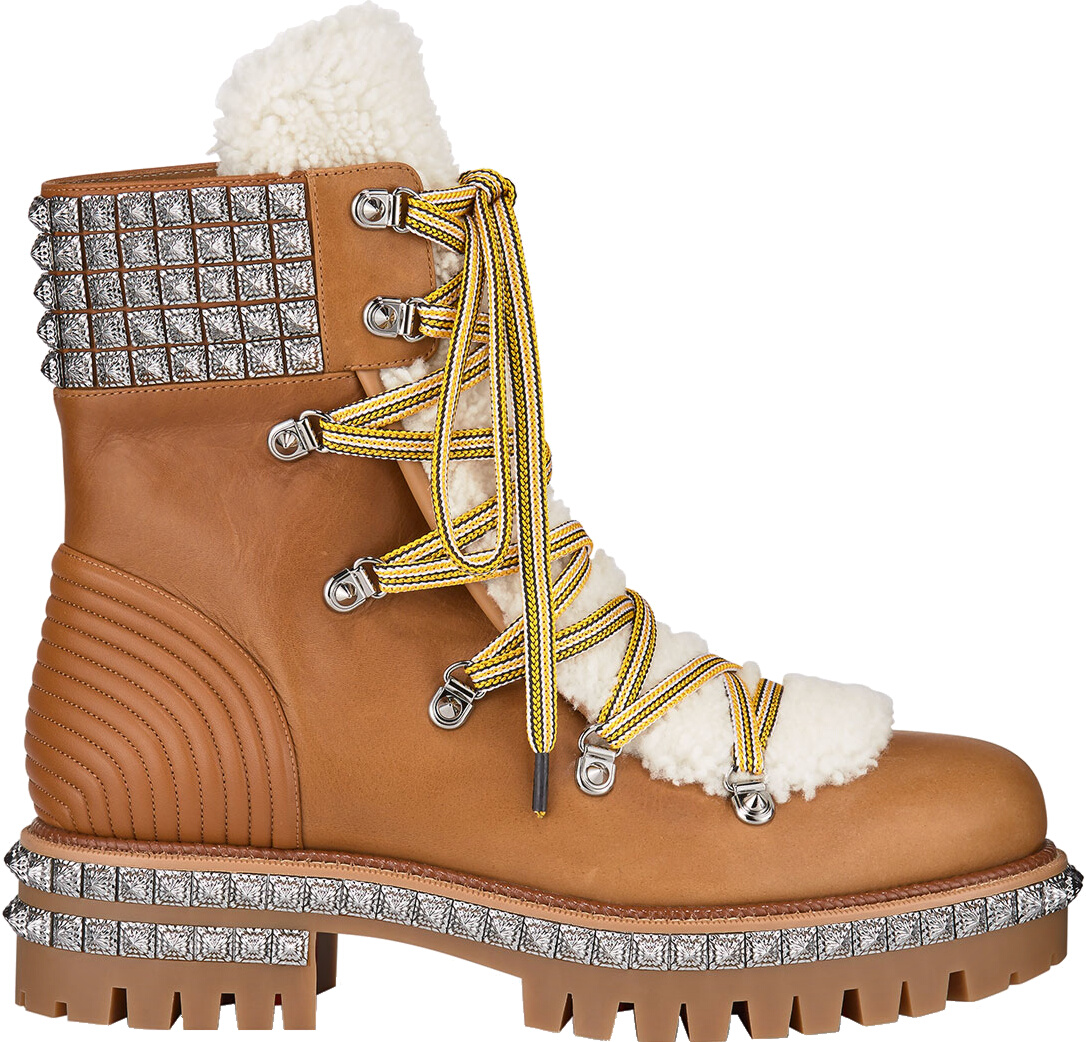 Christian Louboutin Tan & Shearling Studded 'Yeti' Boots | Incorporated  Style