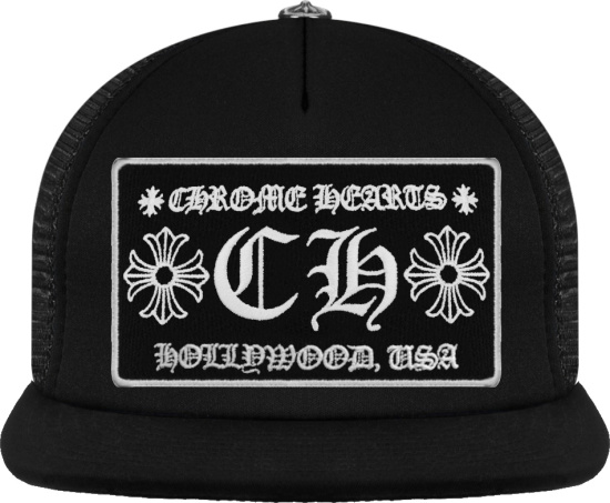 Chrome Hearts All Black Ch Logo Patch Trucker Hat