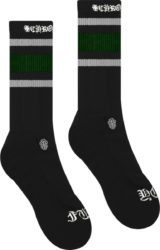 Chrome Hearts Black And Green Stripe Socks