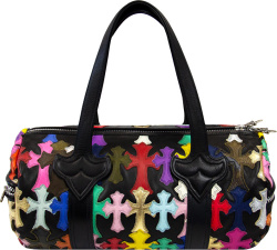 Chrome Hearts Black And Multicolor Leather Cross Patch Duffle Bag