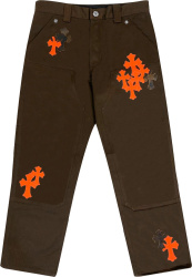 Chrome Hearts Black And Orange Cross Patch Pants