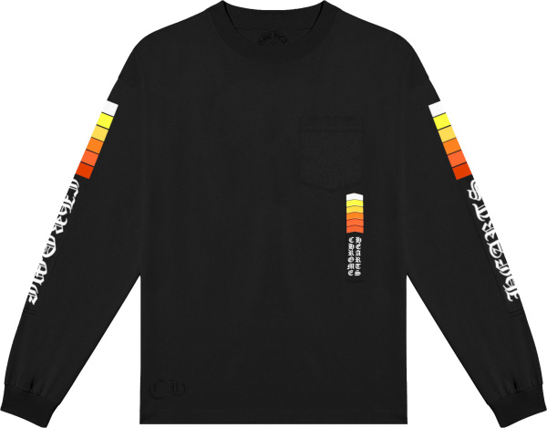 Chrome Hearts Black And Orange Gradient Logo Long Sleeve Pocket T Shirt