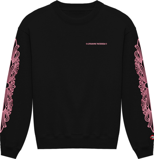Chrome Hearts Black & Pink Floral Logo Sweatshirt | Incorporated Style