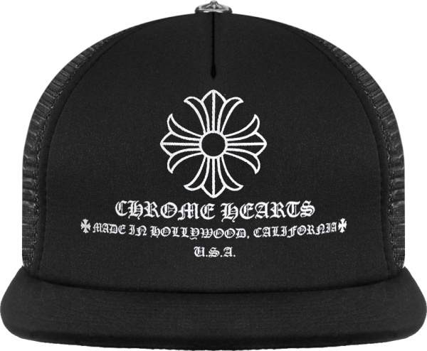Chrome Hearts Black Cross Hollywood Usa Trucker Hat