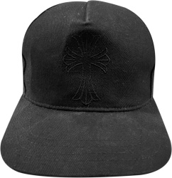 Chrome Hearts Black Cross Logo Embroidered Canvas Hat