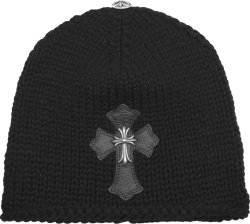 Chrome Hearts Black Double Cross Logo Knit Beanie