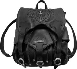 Chrome Hearts Black Leather Fleur De Lis Backpack