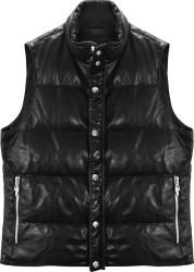 Chrome Hearts Black Leather Puffer Vest