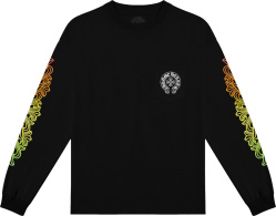 Chrome Hearts Black Long Sleeve Gradient Cirlce Logo T Shirt