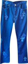 Chrome Hearts Bright Blue Cross Patch Jeans