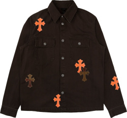 Chrome Hearts Brown And Orange Cross Patch Workdog Overshirt