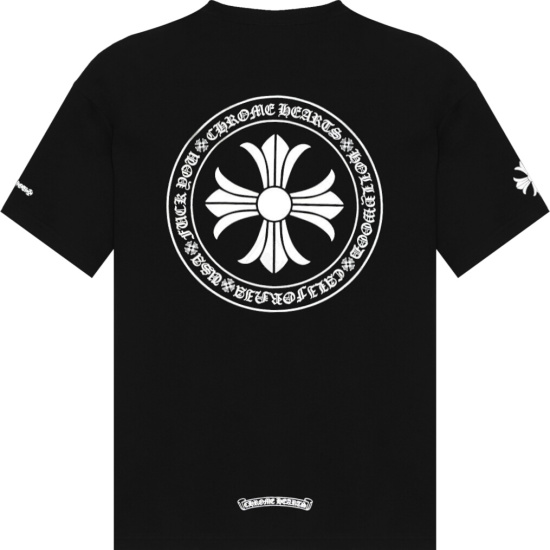 Chrome Hearts Circle Cross Logo Print Black T Shirt