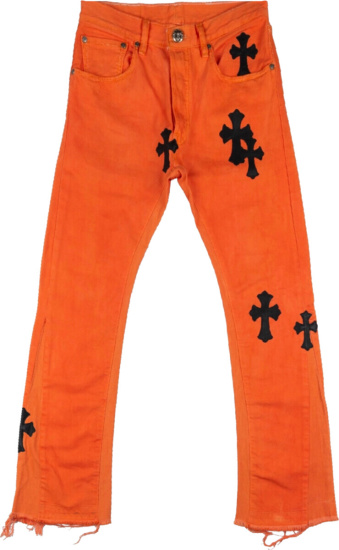 Chrome Hearts Orange & Black-Cross Jeans | Incorporated Style