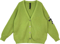Chrome Hearts Green Cross Patch Knit Cardigan Sweater