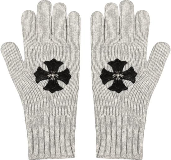 Chrome Hearts Grey Plus Cross Knit Gloves
