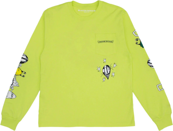 Chrome Hearts Lime Green Chains Long Sleeve T Shirt