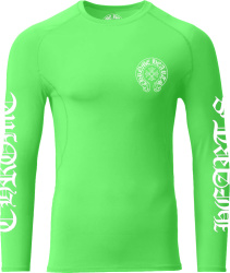 Chrome Hearts Neon Green Horseshoe Logo Compression Shirt