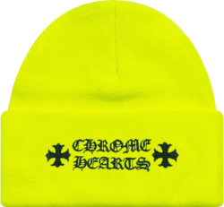 Chrome Hearts Neon Yellow Logo Embroidered Beanie