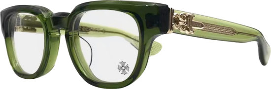 Chrome Hearts Olive Green Clear Square Eyeglasses