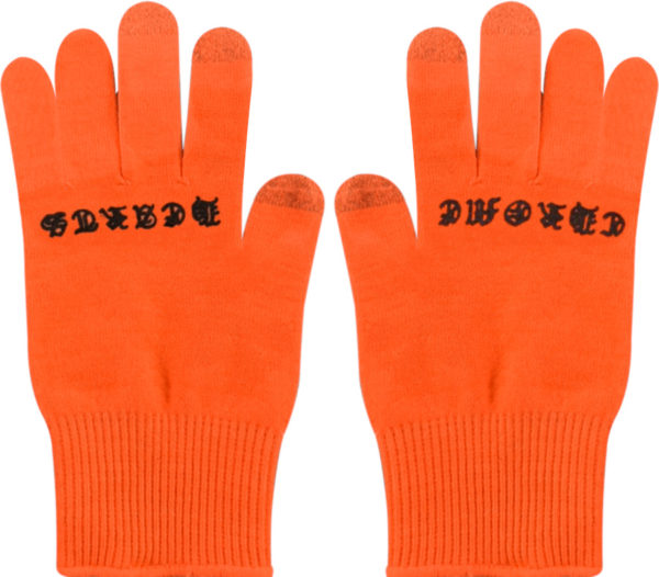 Chrome Hearts Orange Knuckles Logo Knit Work Gloves